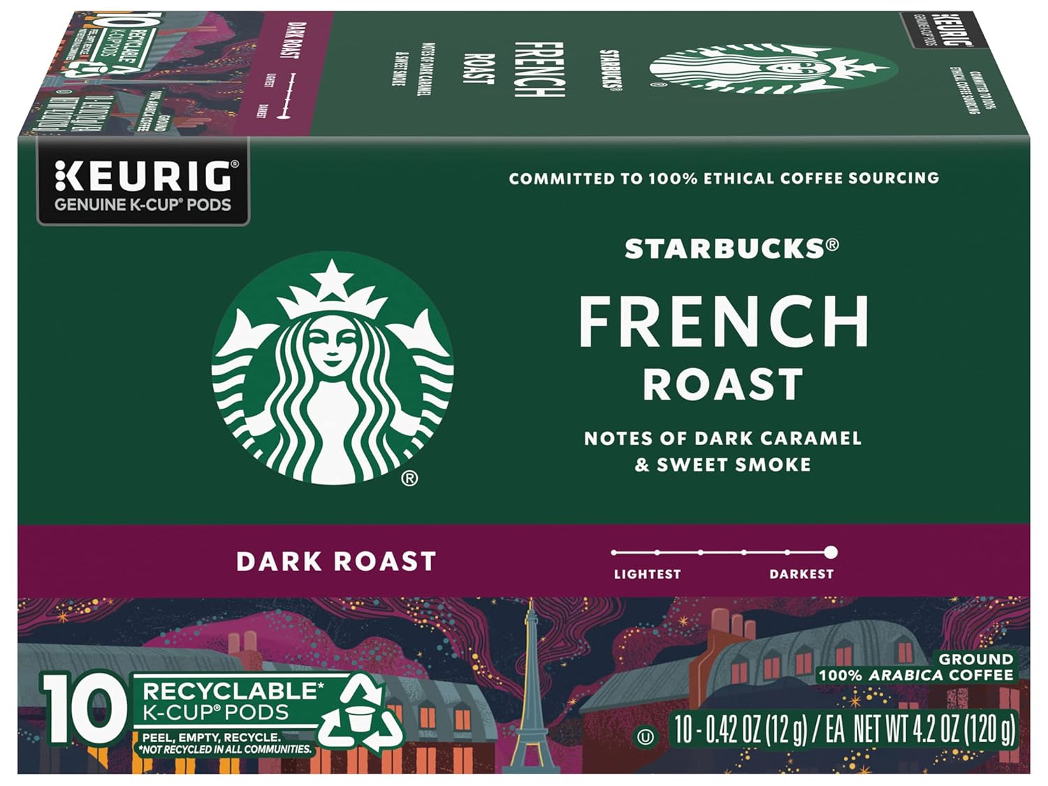Starbucks French Roast K-Cup Pods - Rich, Bold Flavor | 10 Count Pack