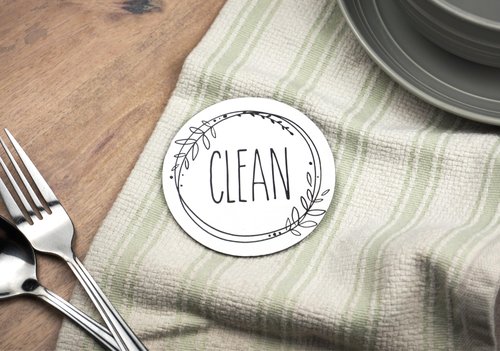 Dishwasher Magnet Clean Dirty Sign, Double-Sided Clean/Dirty for Stainless Steel Dishwashers, White & Blue Magnetic Home and Kitchen Gadgets