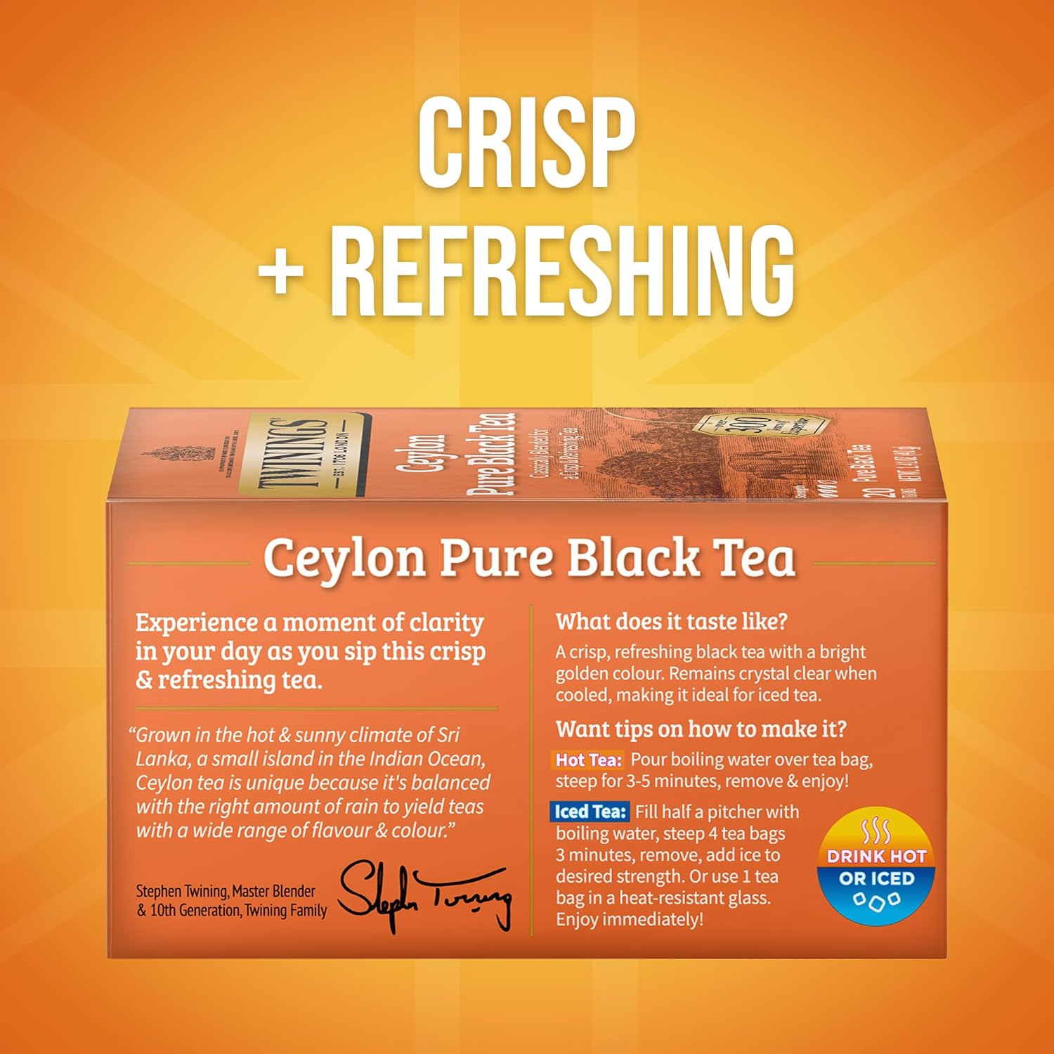 Twinings Ceylon Black Tea - Crisp & Refreshing Individually Wrapped Bags | 20 Count (Pack of 2)