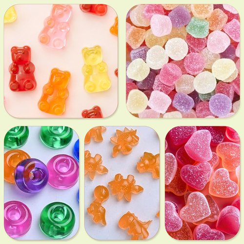 7Pcs Gummy Bear Molds Silicone, Nonstick Gummy Molds Includes Bear, 55 Cavity Round Molds, Dinosaur, Heart, Donut, Gummy Candy Chocolate Molds for Kids with 2 Droppers for Convenient Filling