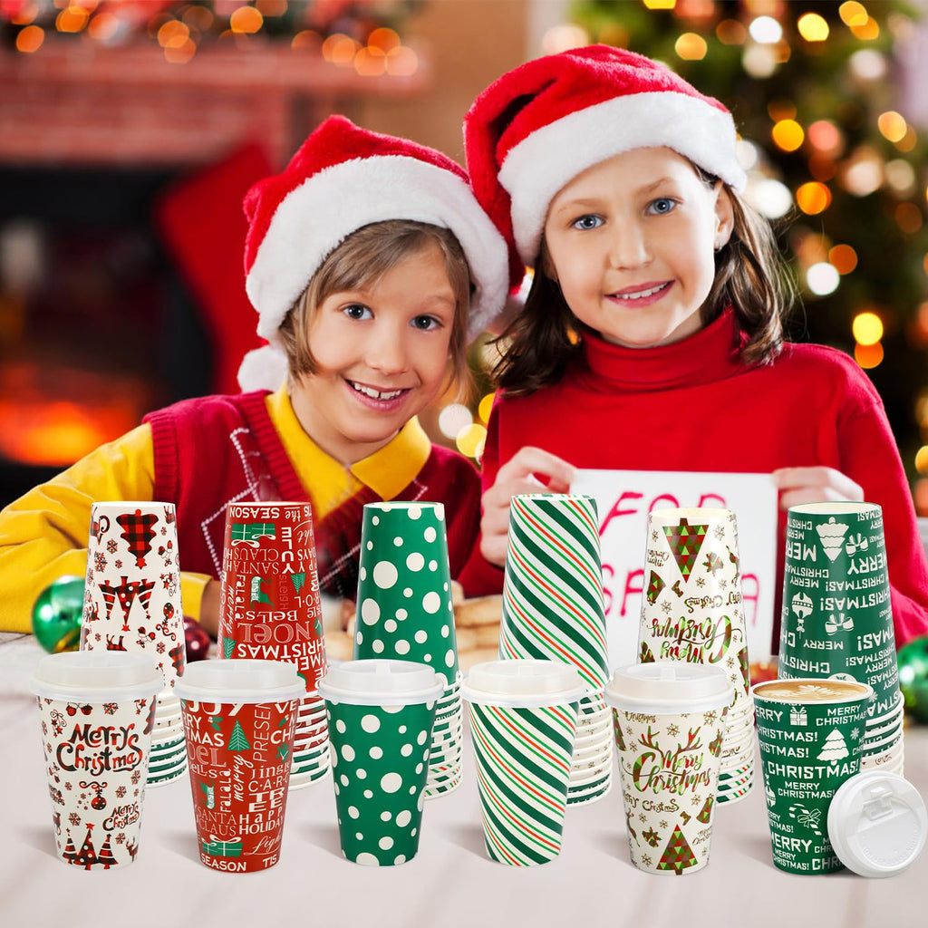 48 Pcs Valentine's Day Disposable Coffee Cups, 16oz Paper Wedding Cups with Lid, Suitable for Wedding Anniversary Party Hot Cocoa Cup, Valentine's Day Party Cold Drink Cup, Home Office Supplies