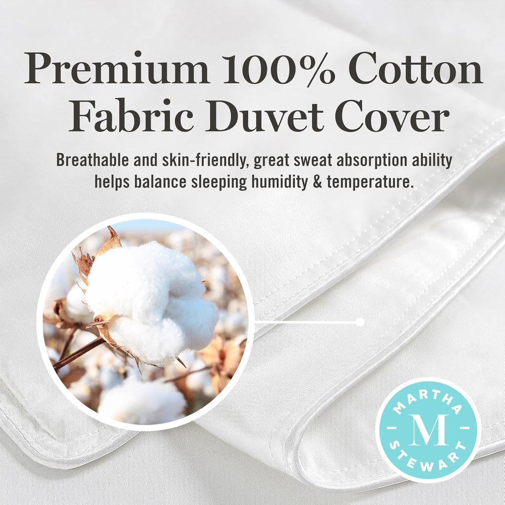 Martha Stewart Queen Size Goose Feather Down Comforter - Hypoallergenic Hotel Collection, 90 x 90 Inch White