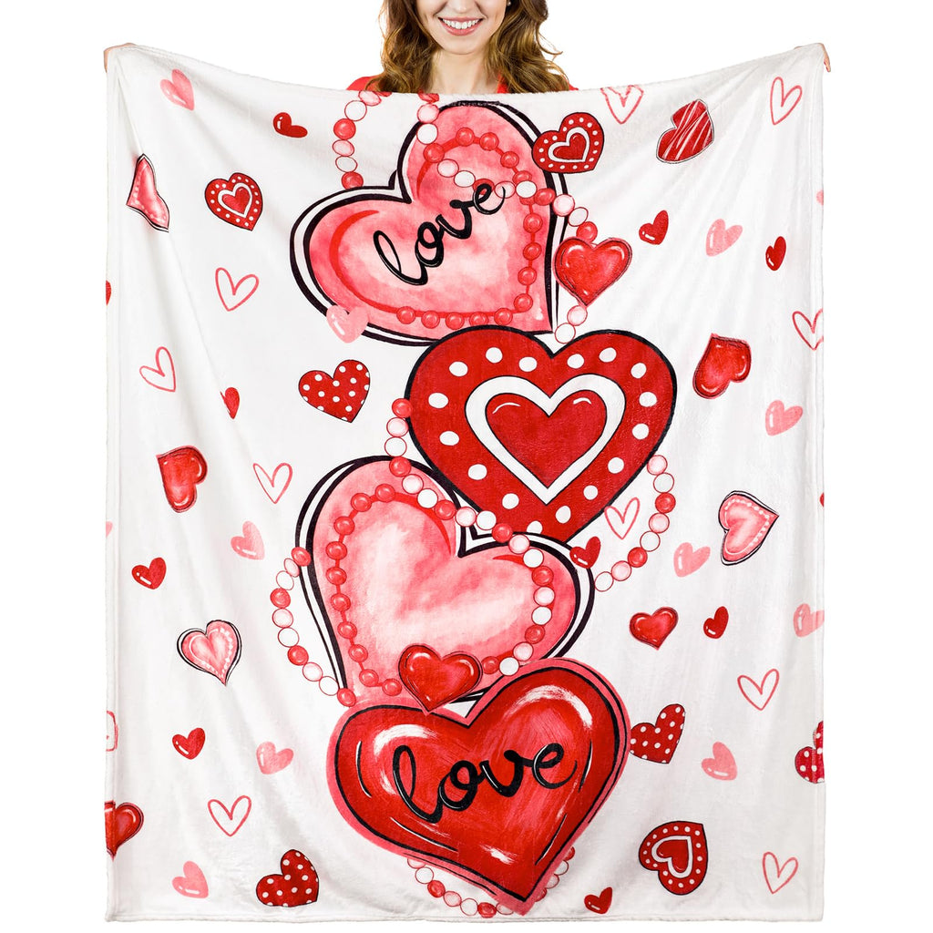 Buryeah 50'' x 60'' Throw Blanket Plush Warm Christmas Winter Decor for Sofa Couch Bed(50 x 60 Inch,Valentine Heart)