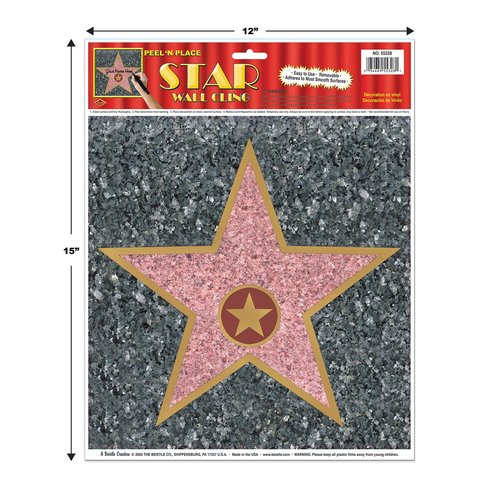 Beistle Walk of Fame Star Peel-N-Place Decoration Pack of 4