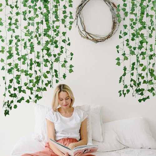 Freyalife Fake Vines - Aesthetic Artificial Ivy Leaves for Room Decor | 12 Pack, 84 Feet Greenery Garlands