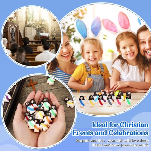 Bememo 12 Pcs Little Jesus Love You Figures - Vibrant Rubber Easter Party Favors for Kids