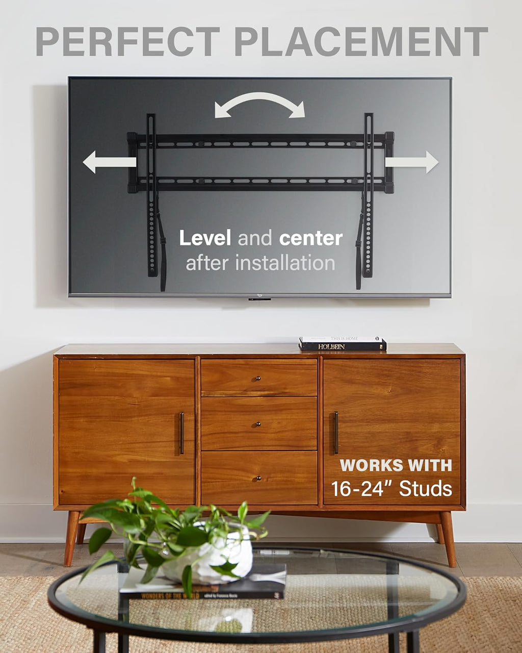 SANUS Low Profile TV Wall Mount | Universal Fixed Bracket for 40" to 80" TVs - Slim 1” Design & Easy 3-Step Installation