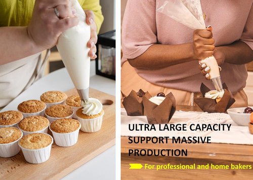 Large Disposable Piping Bags - 18 Inch Thick Plastic Anti-Burst Icing Bags | 100 Pack for Cake Decorating
