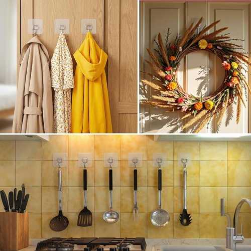 Latoxcaa Heavy-Duty Adhesive Hooks - 8-Pack Waterproof 44lb Max Towel & Coat Hooks for Home Use