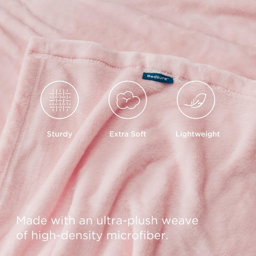 Bedsure Fleece Blanket Queen Blanket&Blankets Queen Size for Bed, Pink, 90x90 Inches