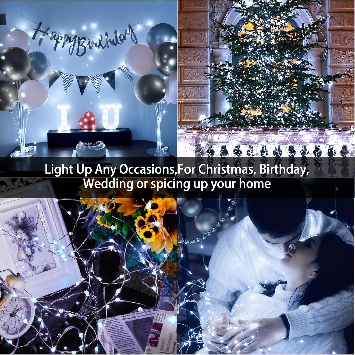 VOOKRY 30 LED Fairy Lights - 10 ft Battery Operated Mini Silver Wire for DIY Crafts & Weddings