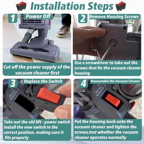2-Pack 3-Way Power Switch for Lift-Away Vacuums, Compatible with Shark Navigator Lift-Away Upright Models NV22, NV26,NV351,NV352, NV355,NV356E,NV357,NV360,NV60,NV70,NV95,UV400,UV410,UV420,UV440,UV540