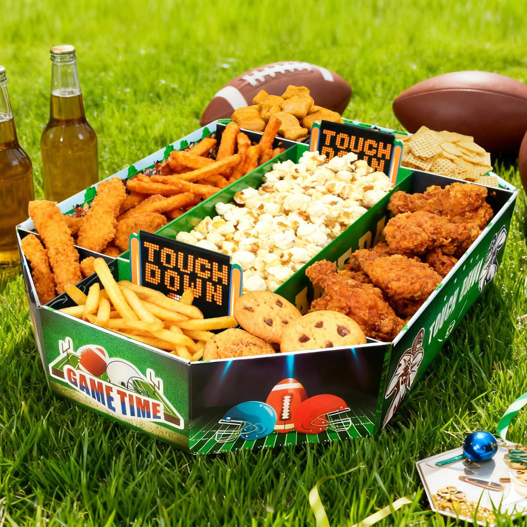 Football Party Decorations, Football Party Favors Food Tray Set Stadium Snack Display Tray for Game Day Tailgate Birthday Party Supplies Kit