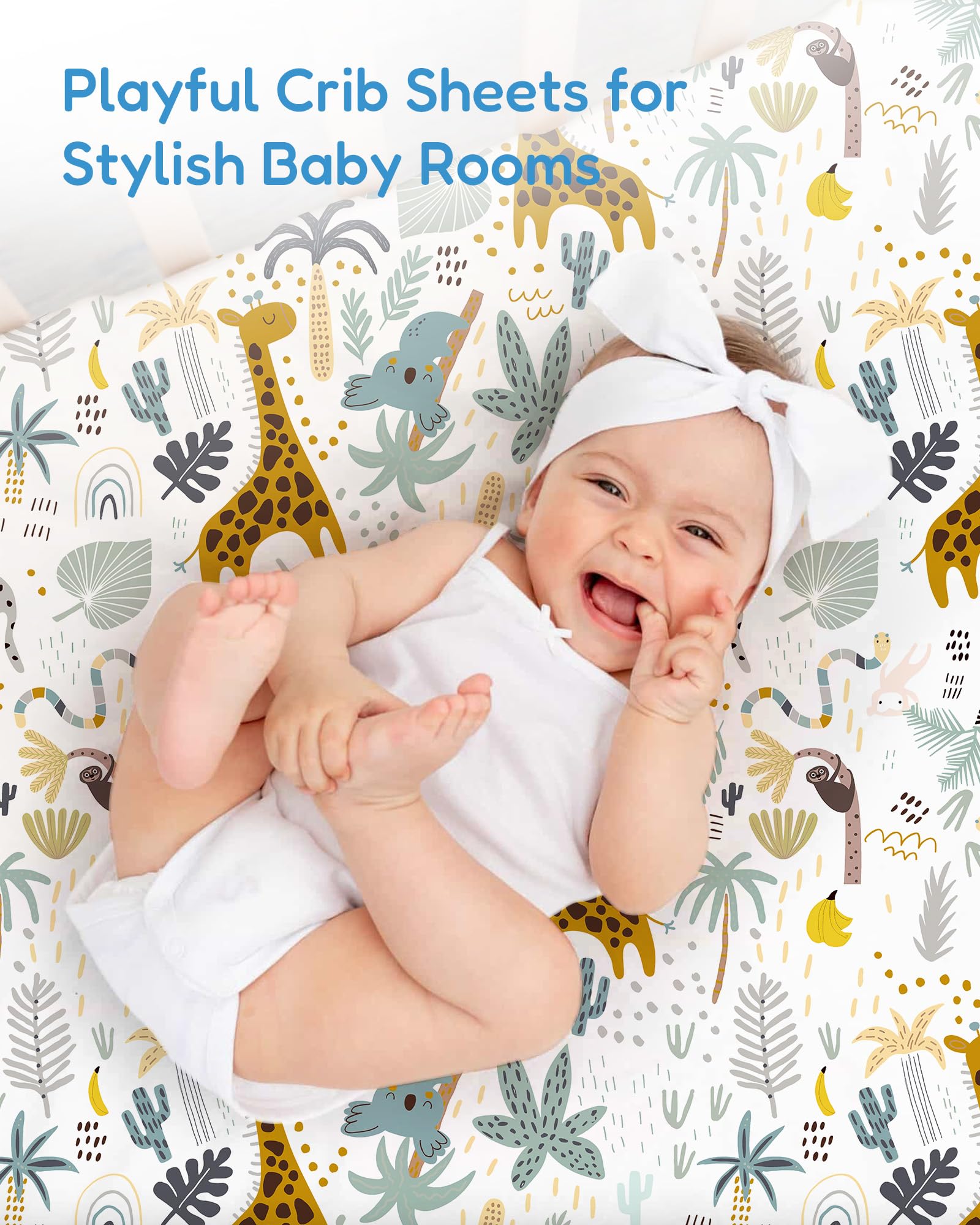 TotChill Crib Sheets 2 Pack, Fitted Crib Sheet for Standard Crib Mattress 28x52x9, Ultra Soft Jersey Knit, Breathable Stretchy Deep Pocket, Snug Fit Stays Put, Baby Crib Mattress Sheet