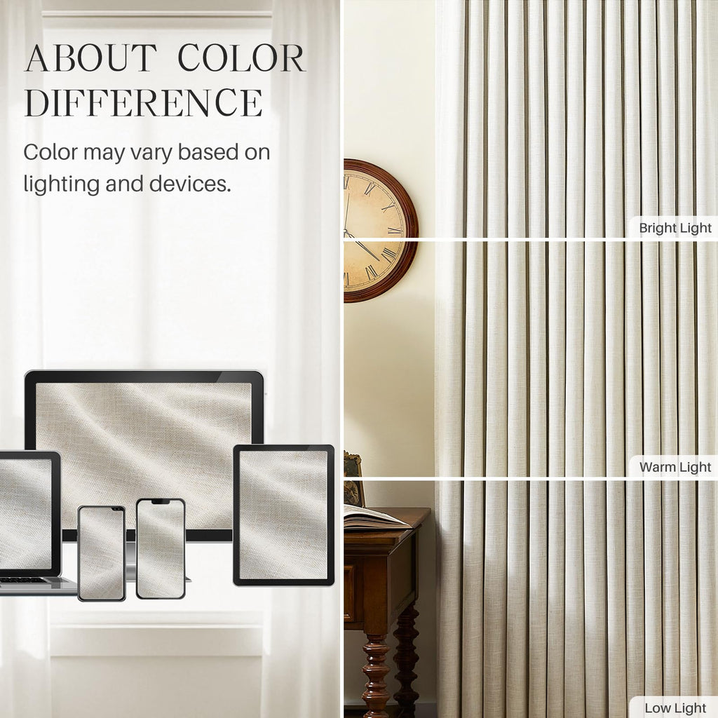 Pinch Pleated Curtains 100% Blackout Linen Curtains 95 Inches Long for Bedroom Living Room, Natural Memory Trained Thermal Insulated Room Darkening Window Pleat Drapes with Hooks, 2 Panels, 40"Wx95"L