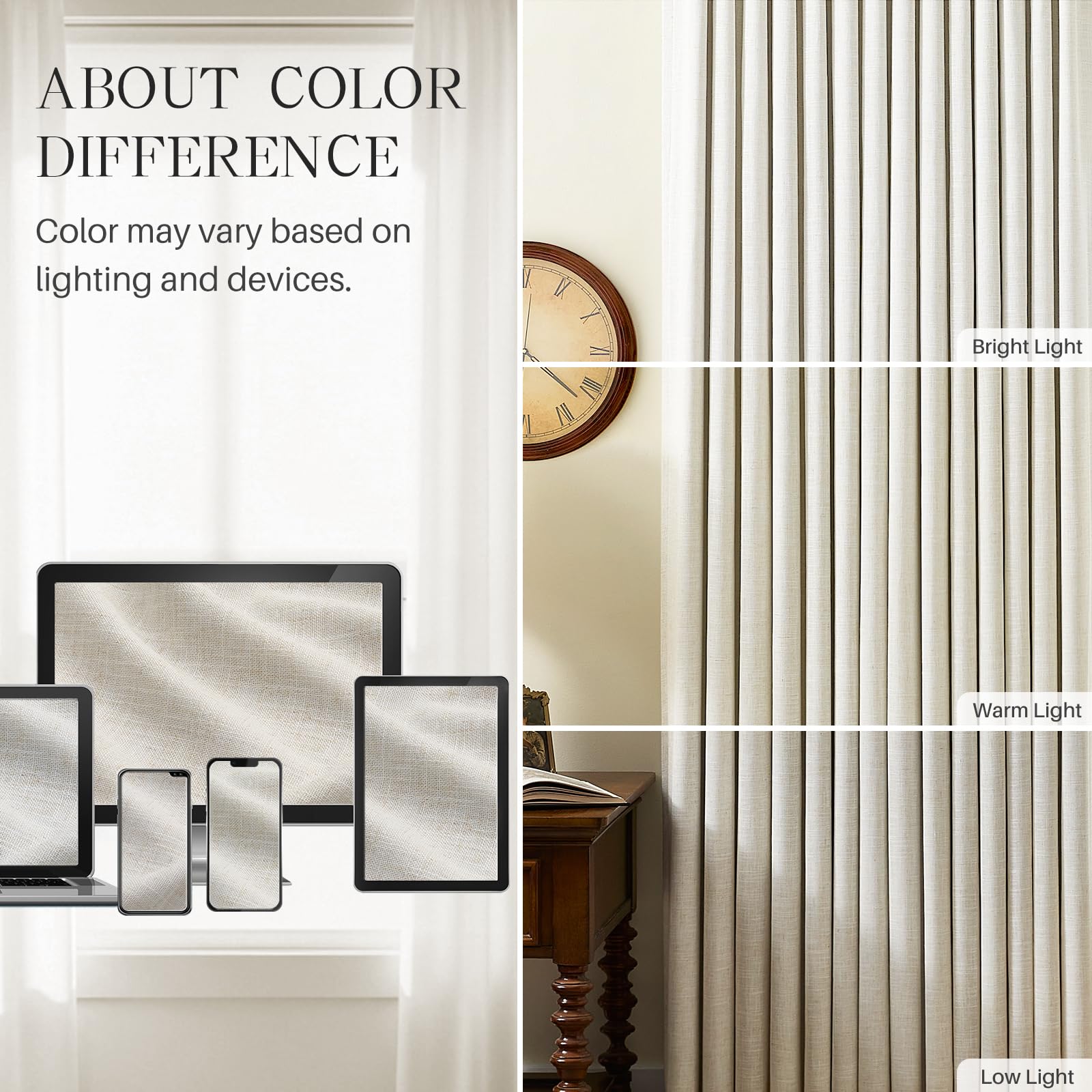 Pinch Pleated Curtains 100% Blackout Linen Curtains 95 Inches Long for Bedroom Living Room, Natural Memory Trained Thermal Insulated Room Darkening Window Pleat Drapes with Hooks, 2 Panels, 40"Wx95"L