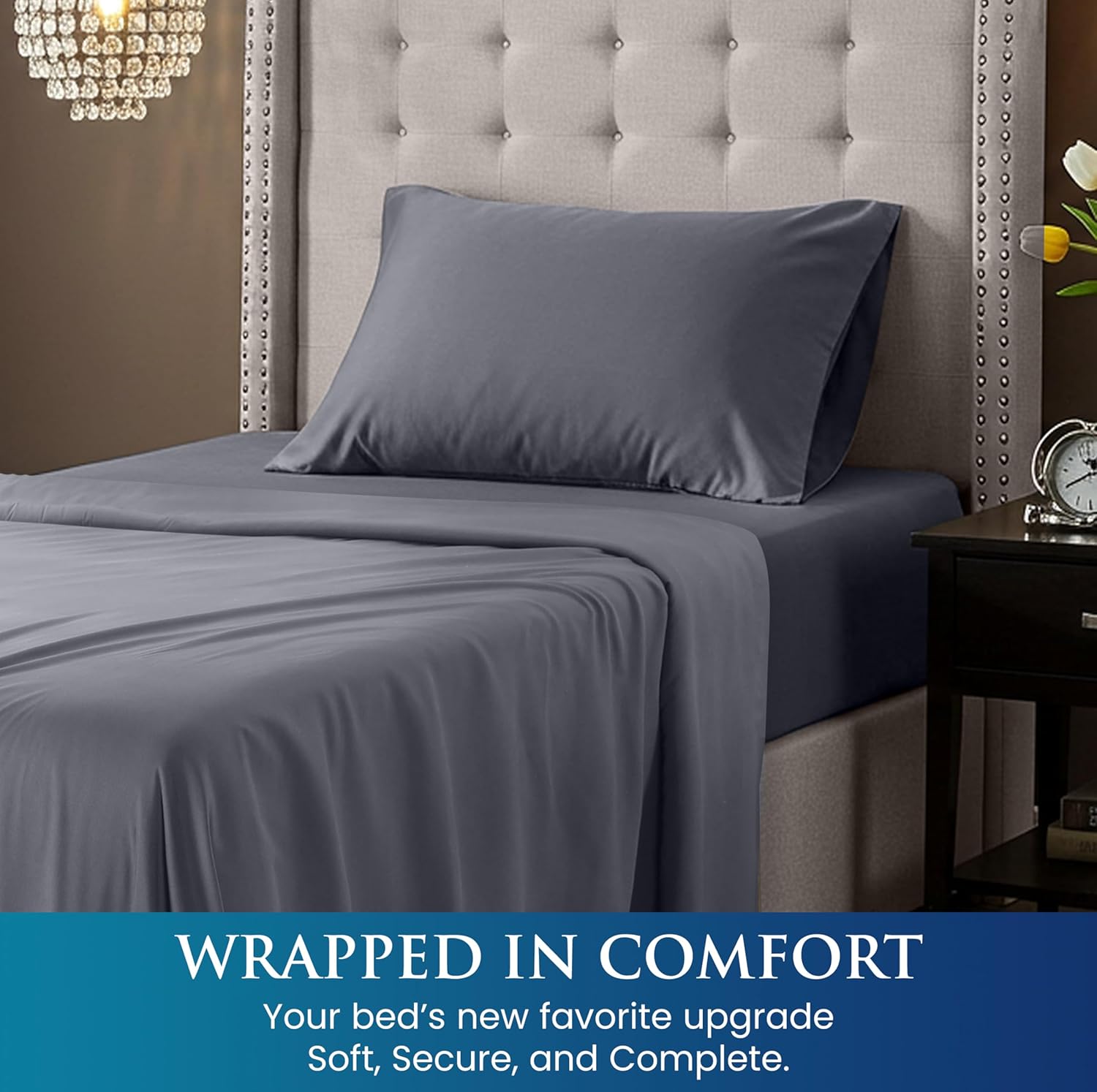 Utopia Bedding Twin Size Sheet Set - Soft Brushed Microfiber - Deep Pocket, Includes Fitted & Flat Sheet | Grey
