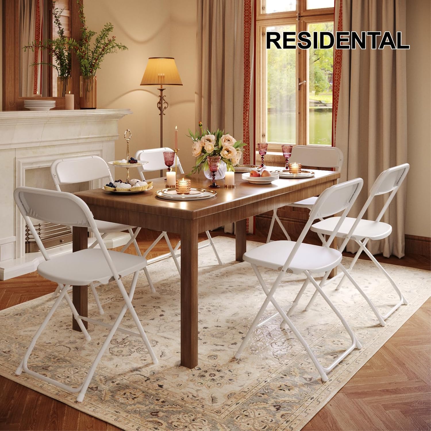 Regine Switzerland 10-Pack White Folding Chairs - Portable, Stackable Plastic Seats for Events | 350lbs Capacity