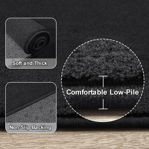 Amearea Modern Soft Hallway Runner Rug - 2x6 Feet Washable Non-Slip Memory Foam | Black Fluffy Carpet for Bedroom & Living Room Decor