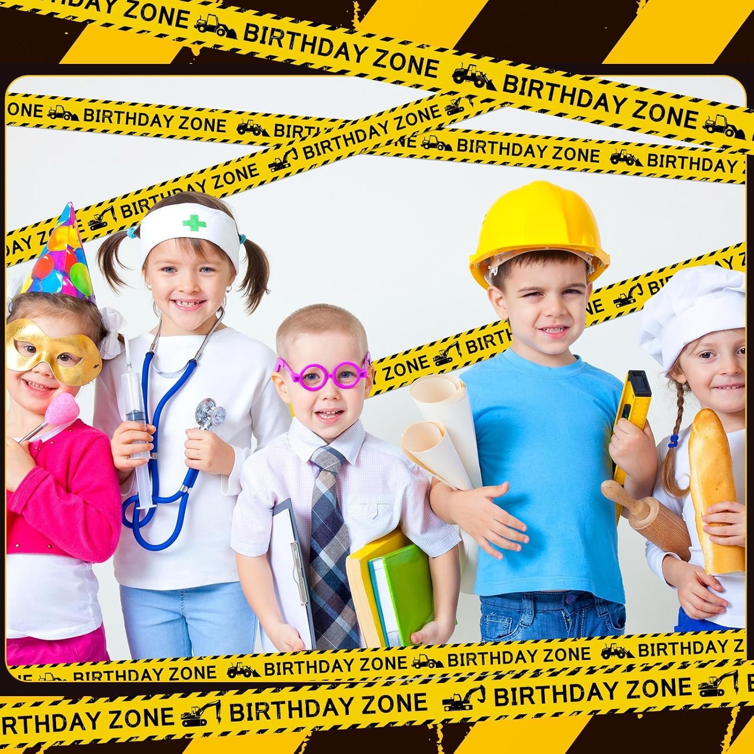 Nuanchu Birthday Zone Construction Party Tape - 3'' x 98 Feet | Perfect for Kids' Classroom Decor
