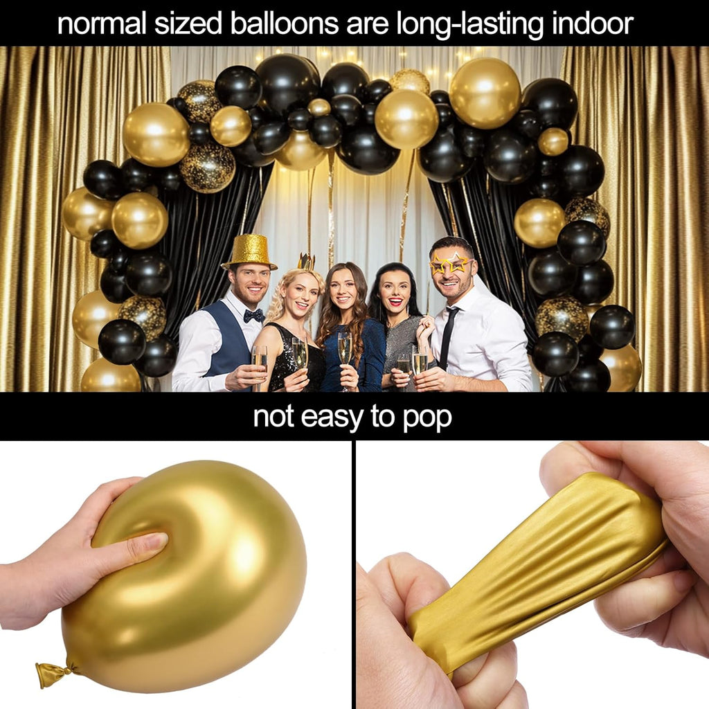 RUBFAC Black and Gold Balloon Garland Arch Kit - 110pcs with Confetti Balloons for Graduation & Wedding Decor