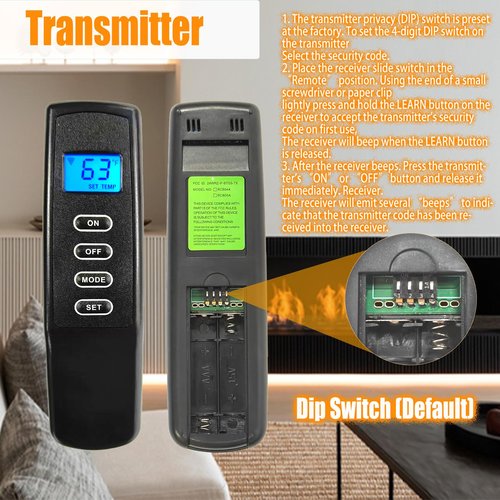 Bxmgr Upgraded Fireplace Remote Control Kit,Compatible with Skytech Majestic Ambient Empire Monessen Vermont Millivolt Valve Fireplace Stove with Thermostat On/Off Control Remote Receiver,LCD Display
