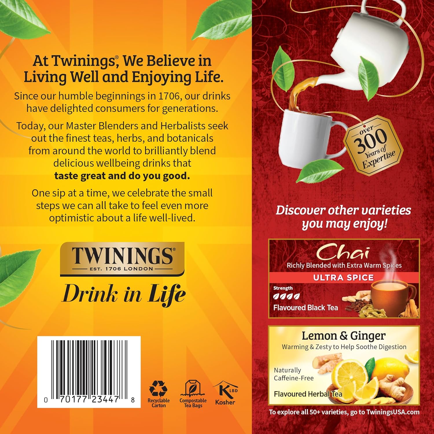 Twinings Chai Black Tea - Richly Blended with Warm Spices | 100 Individually Wrapped Teabags