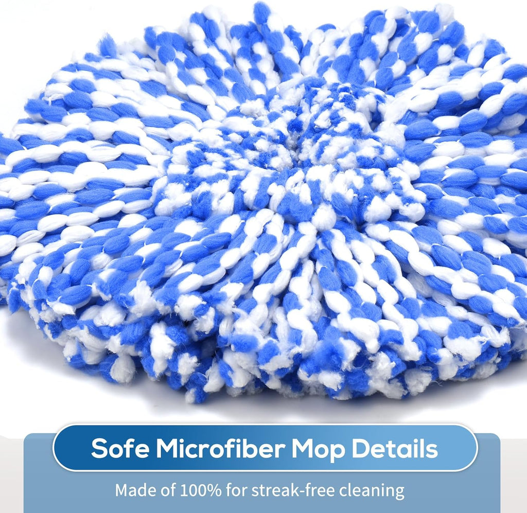 RinseClean 8-Pack Spin Mop Replacement Heads - Blue Microfiber Refills for O-Cedar 2-Tank System