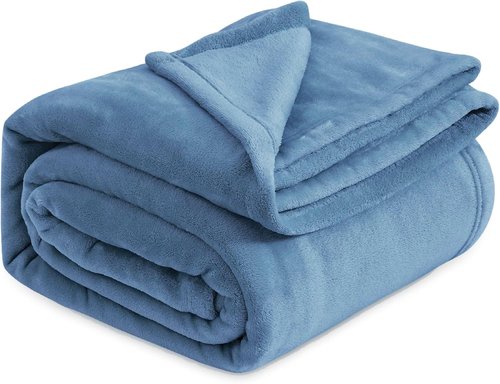 Bedsure GentleSoft Fleece Blanket - King Size Washed Blue Plush Microfiber, 108x90 Inches for Cozy Comfort