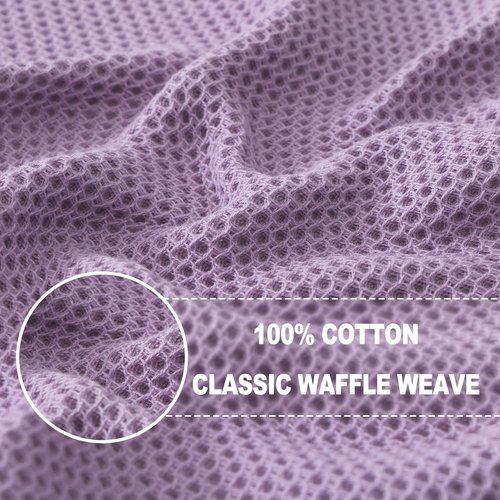 Homaxy Kitchen Dish Towels - Ultra Soft 100% Cotton Waffle Weave | Quick Drying, 13 x 28 Inches, 4-Pack, Lavender