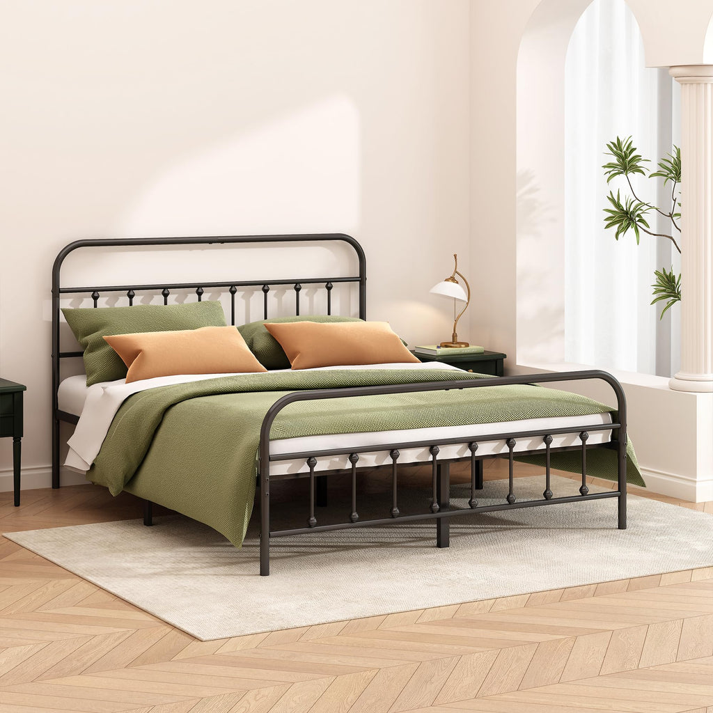 Kujielan Metal Bed Frame - Structurally Stable Heavy Duty Steel Slat Supported King Bed Frames,No Box Spring Needed for Easy Removal and Transport.