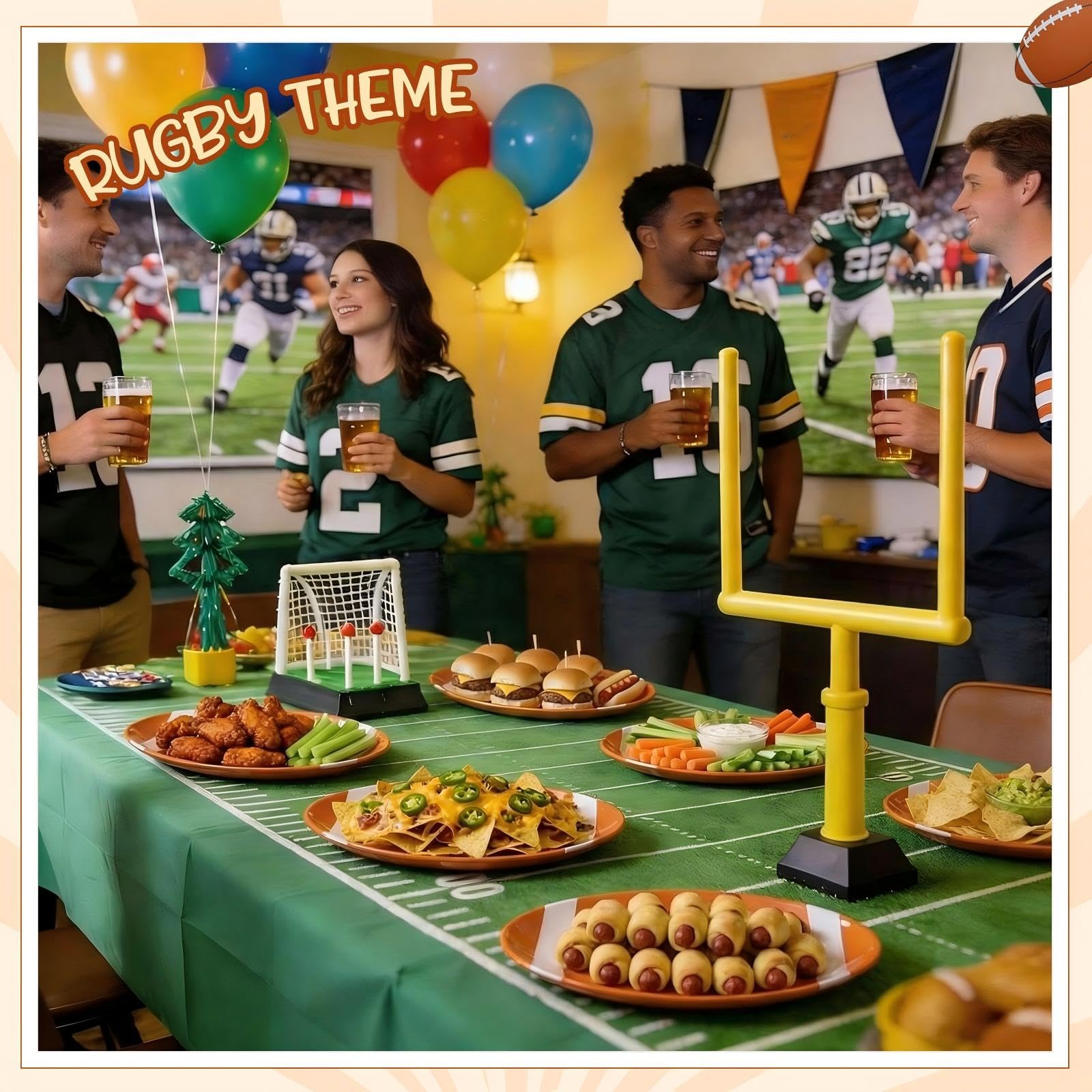 Teenyyou 6 Pcs Football Serving Tray Melamine Football Plates Reusable Party Serving Dishes for Snacks Cookies Dessert Dishwasher Safe