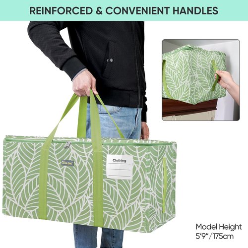 BALEINE Extra Large Storage Tote - Heavy-Duty Oxford Fabric with Zippers & Handles | Antique Foliage Design
