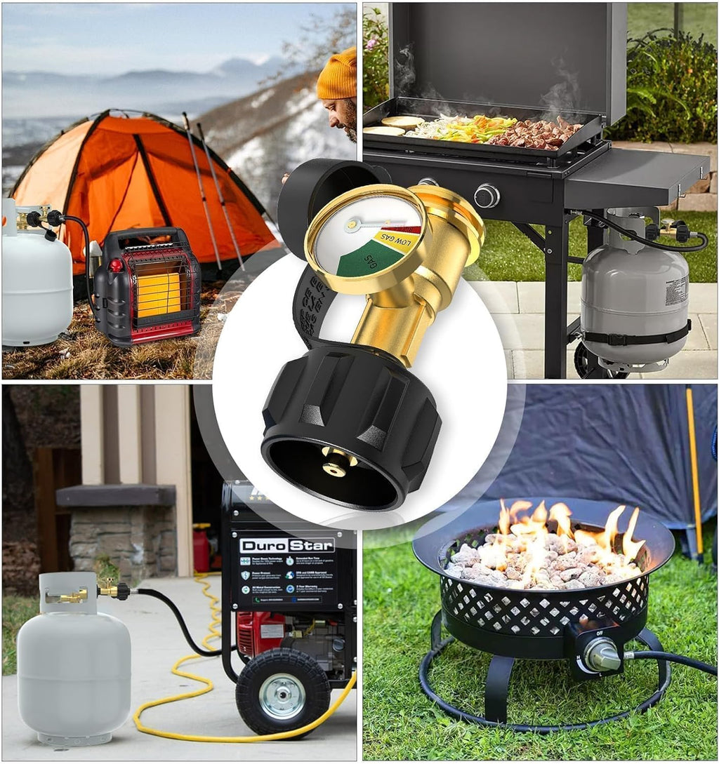 NUPICK Propane Tank Gauge - Level Indicator with QCC1 Connector for 5-40lb Tanks | BBQ & Heater Use