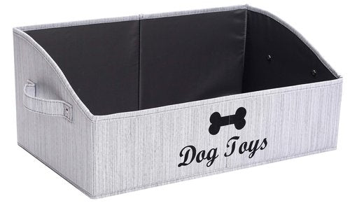 Brabtod Linen-cotton blend Dog Toy Box - Organize Toys, Blankets, Leashes, Gray