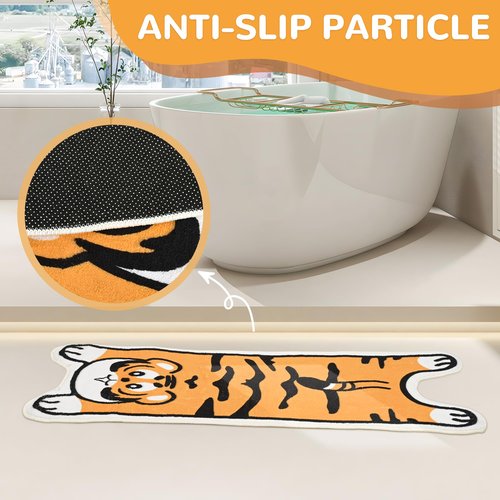 Area Rugs for Bedroom 1.3' X 3.9', Washable Cat Irregular Shaped Rug Cute Carpet Kid Funny Cartoon Rugs, Room Decor Cat Dog Shaped Pet and Children Entryway Rug (Tiger Skin)