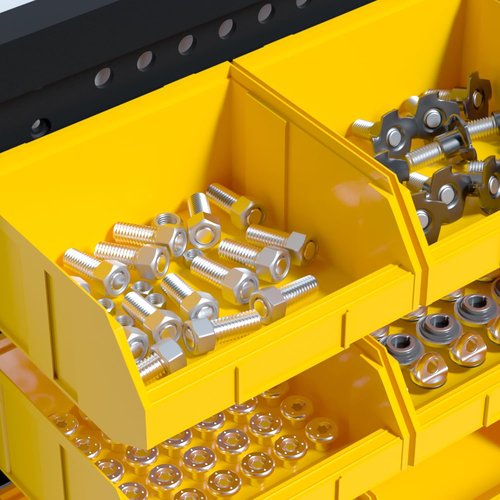 KJE Wall Mounted Storage Bins - 30PCS Plastic Tool Organizer for Garage | Black & Yellow