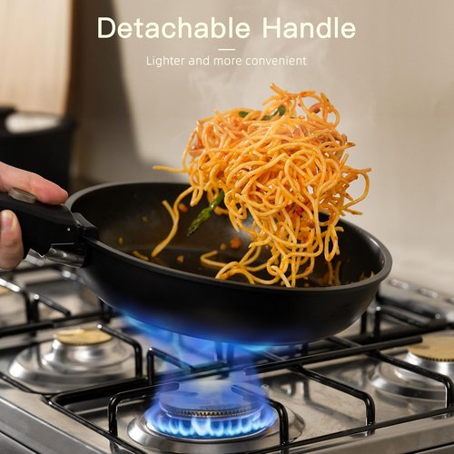 Astercook Non-Stick Ceramic Cookware Set - 21 Pcs, Oven Safe, Induction Ready, Stackable, Black