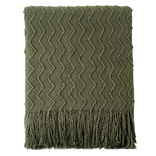BATTILO HOME Throw Blanket for Couch, Textured Knit Throw, Olive Green Throws for Home Decor, Soft Blanket Throw for Bedroom Decor Housewarming Gifts, 50"x60"