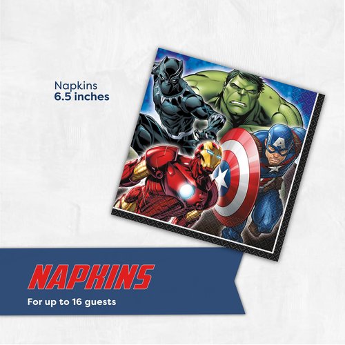 Avengers Plates and Napkins for 16 Guests | Avengers Birthday Decorations for Superhero Party | Officially Licensed