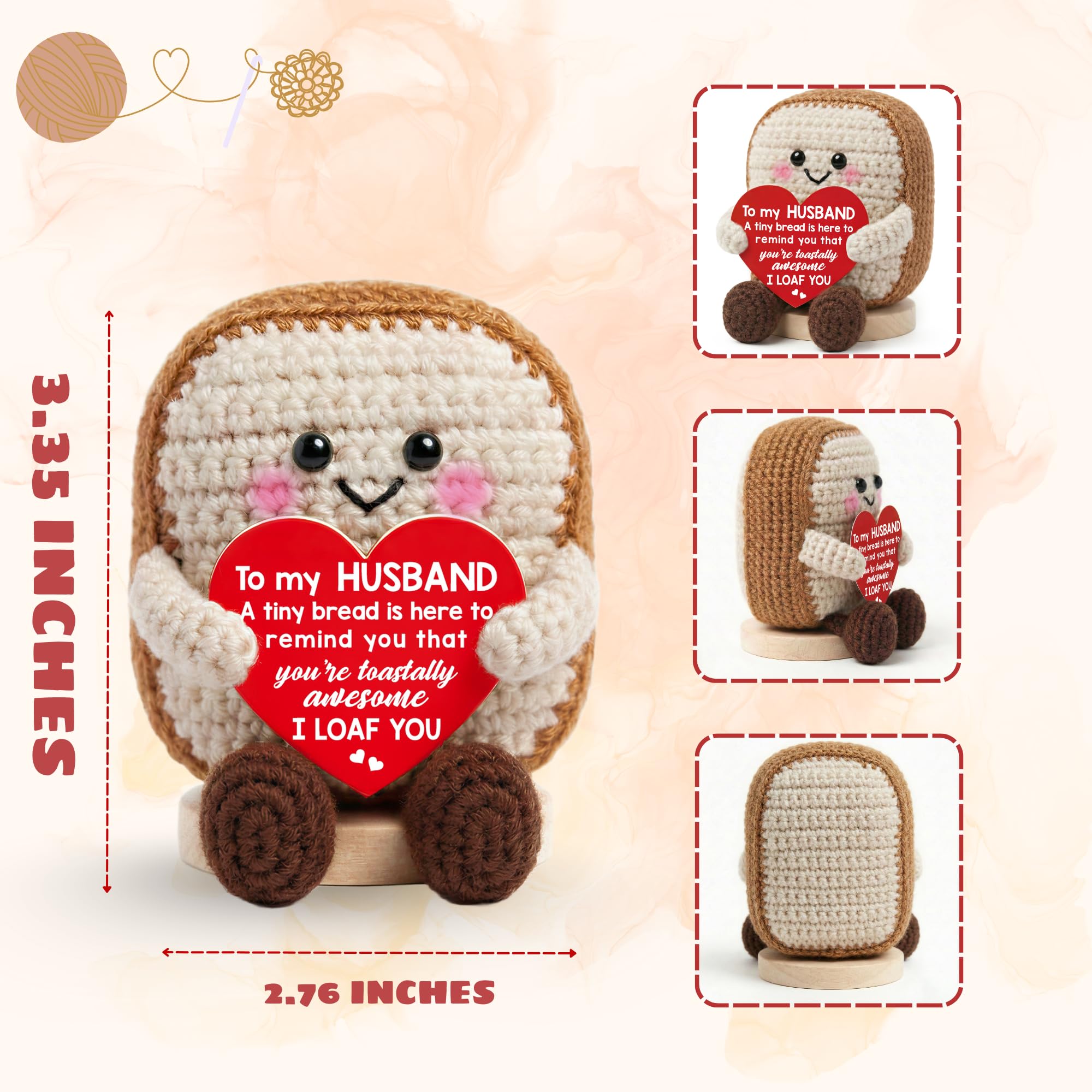 TEEBIM Gifts for Husband Fathers Day - Anniversary, Father's Day, Birthday Gifts for Husband from Wife - Fathers Crochet for Him - Inspirational Positive Support Toast Crochet Doll