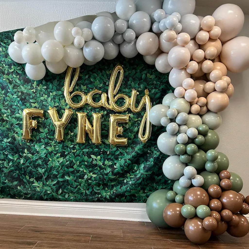 Sage Green Blue Brown Balloons, 60PCS Dinosaur Safari Dusty Blue Olive Green Coffee Beige Eucalyptus Latex Balloon Jungle Hunting Balloons for Woodland Dino Boho Baby Shower Birthday Party Decorations