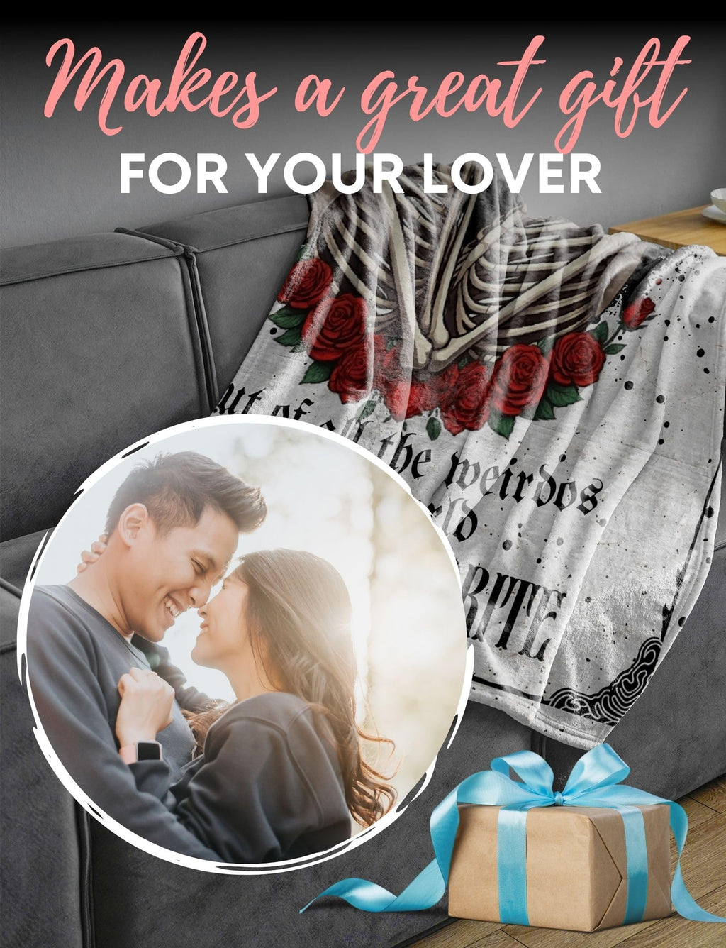 Huglanket Gifts for Men, Women, Him, Her, Wedding Anniversary Blanket for Wife, Husband, Boyfriend, Girlfriend, I Love You Gift for Couples, 60" x 80"