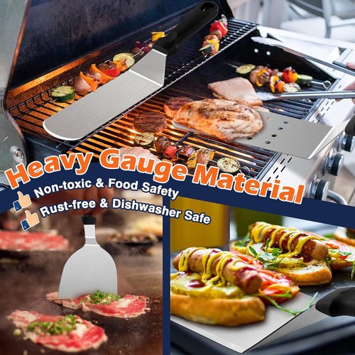 Joyfair Griddle Accessories Kit - 18-Piece Stainless Steel Tool Set for Blackstone | BBQ Spatula, Basting Cover & Burger Press