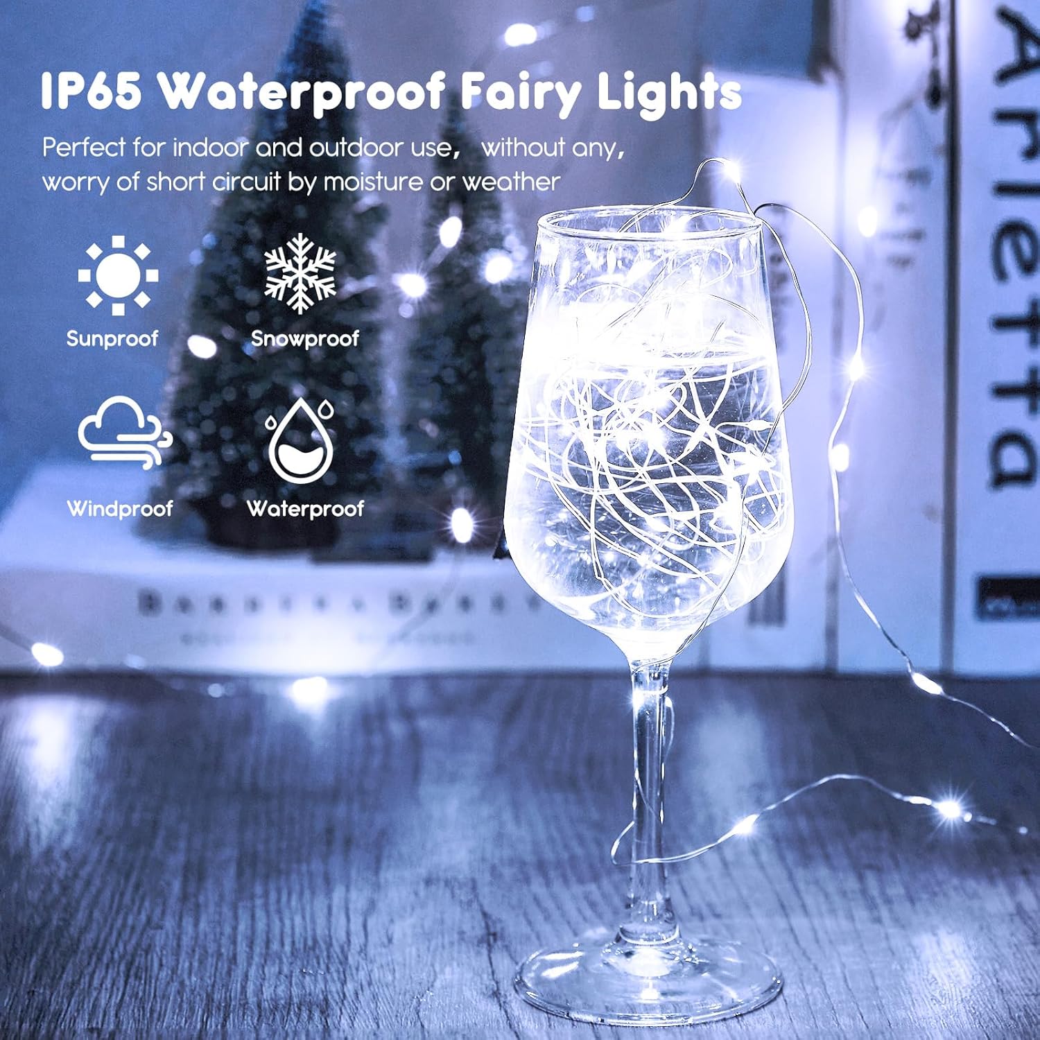 Minetom 6 Pack Fairy Lights - Battery Operated 7ft 20 LED Waterproof Silver Wire for DIY Crafts & Wedding Décor