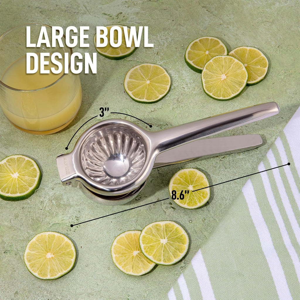 Zulay Kitchen Stainless Steel Lemon Squeezer - Heavy Duty Manual Citrus Press Juicer | Large Size