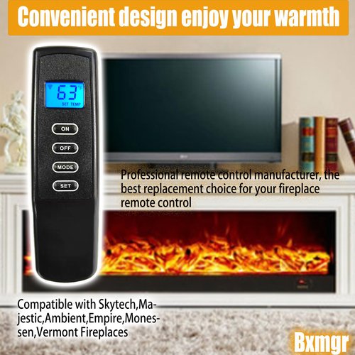 Bxmgr Upgraded Fireplace Remote Control Kit,Compatible with Skytech Majestic Ambient Empire Monessen Vermont Millivolt Valve Fireplace Stove with Thermostat On/Off Control Remote Receiver,LCD Display