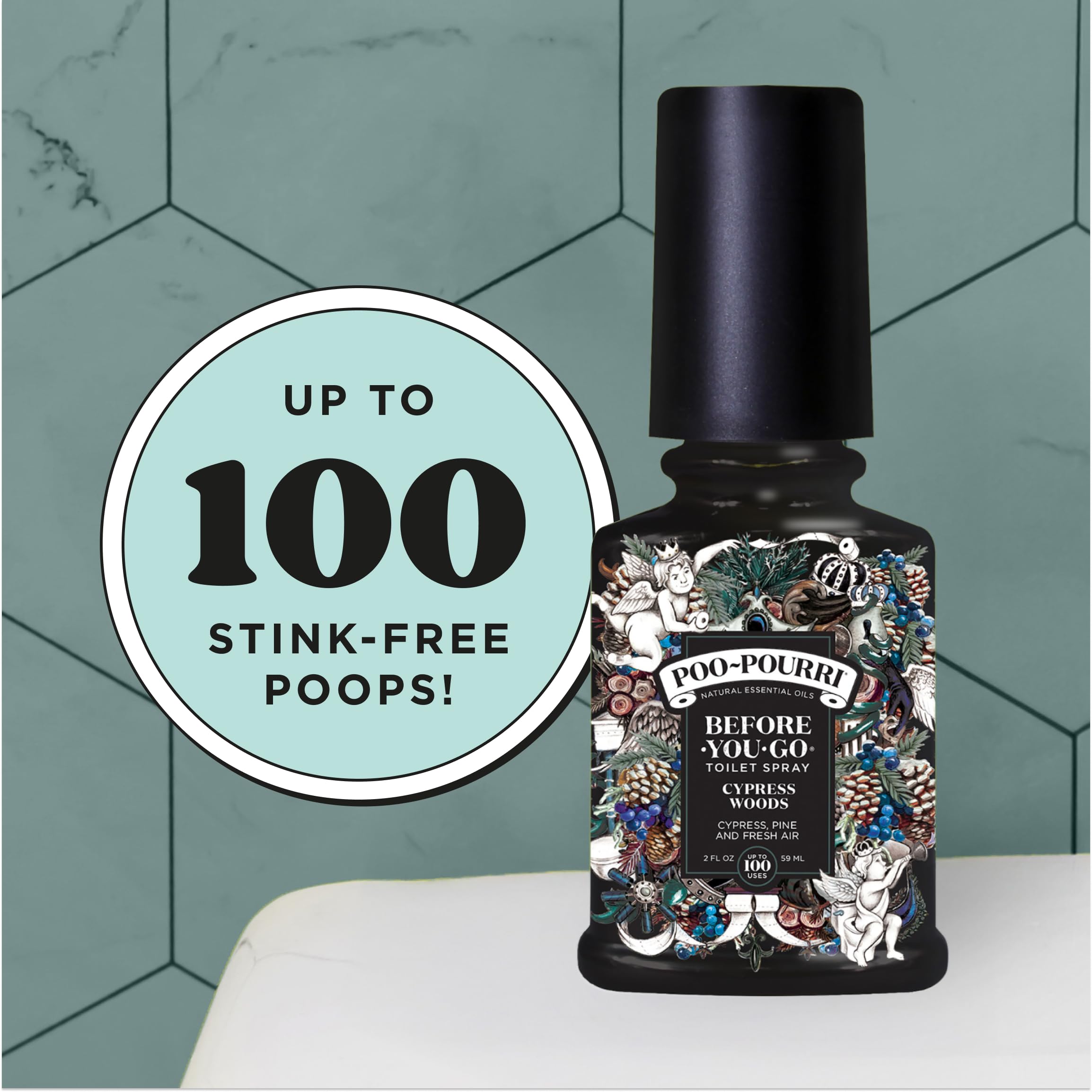 Poo-Pourri Before-You-Go Toilet Spray, Cypress Woods, 2 Fl Oz - Cypress, Pine and Fresh Air
