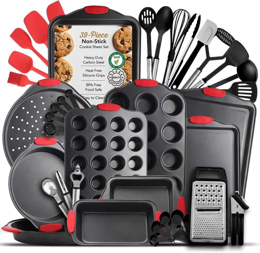Skiennix 39-Piece Premium Baking Pan Set - Nonstick Bakeware & Kitchen Utensils | BPA Free, Steel
