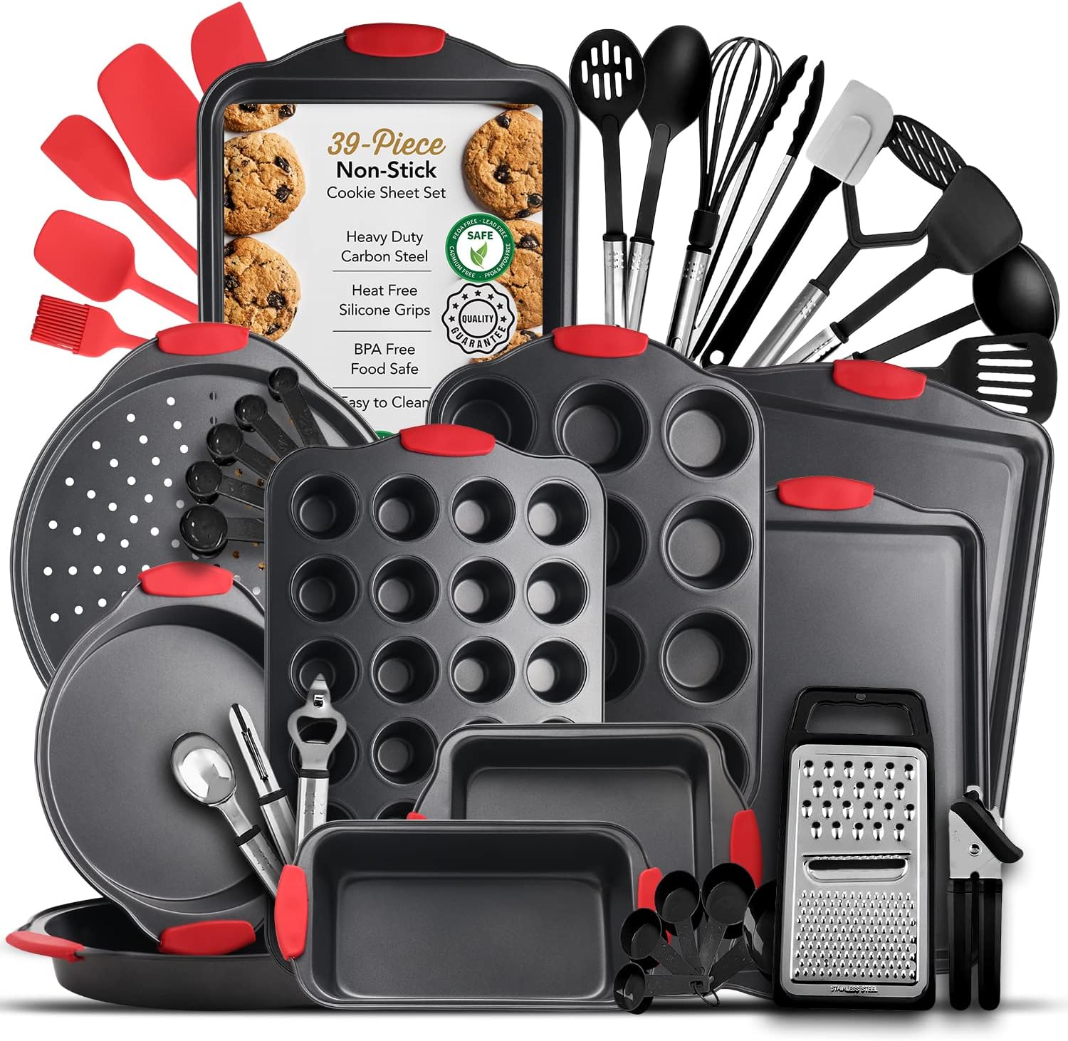 Skiennix 39-Piece Premium Baking Pan Set - Nonstick Bakeware & Kitchen Utensils | BPA Free, Steel